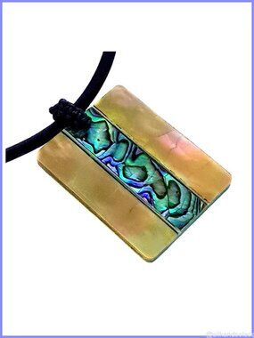 Paua Abalone Mother of Pearl Shell Pendant Cord Necklace Adjustable